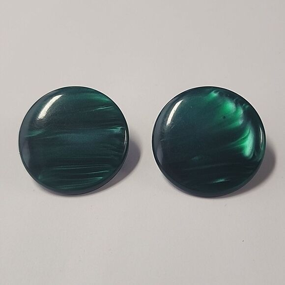 Malachite Simulated Clip On Earrings - Picture 1 of 4